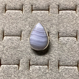 Blue Lace Agate Teardrop Ring