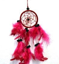 Red Dream Catcher With Feathers & Beads