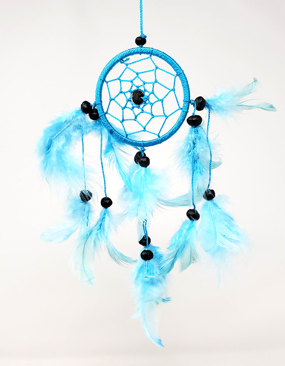 Sea Blue Dream Catcher With Feathers & Beads