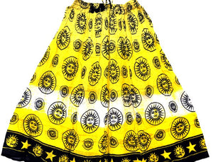 Sun God Cotton Skirt Yellow Crinkle Style
